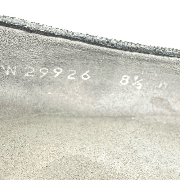 Stuart Weitzman Black Embossed Shimmer Leather Wedge Heels Size 8.5 - Picture 11 of 12